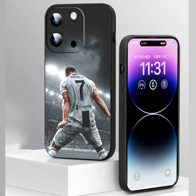 CA5 C-CR7 كرة القدم رونالدو حافظة من السيليكون الناعم لهاتف آيفون X XS XR Pro Max 8 7 6 6s Plus SE #5