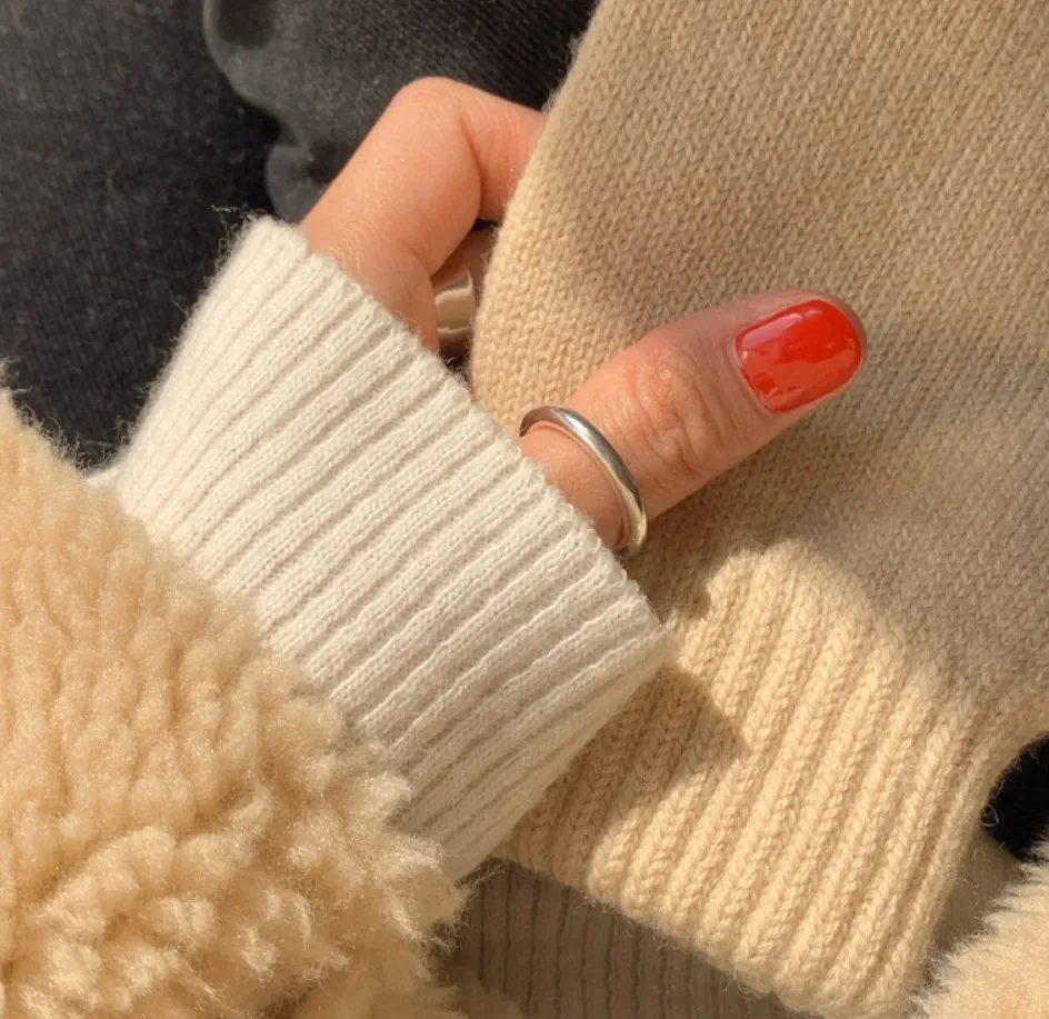 Retro Tiktok Heavy Industry Line Ring Korea Korean Version S925 Sterling Silver Simple Model Glossy Thin Jewelry for Women INS