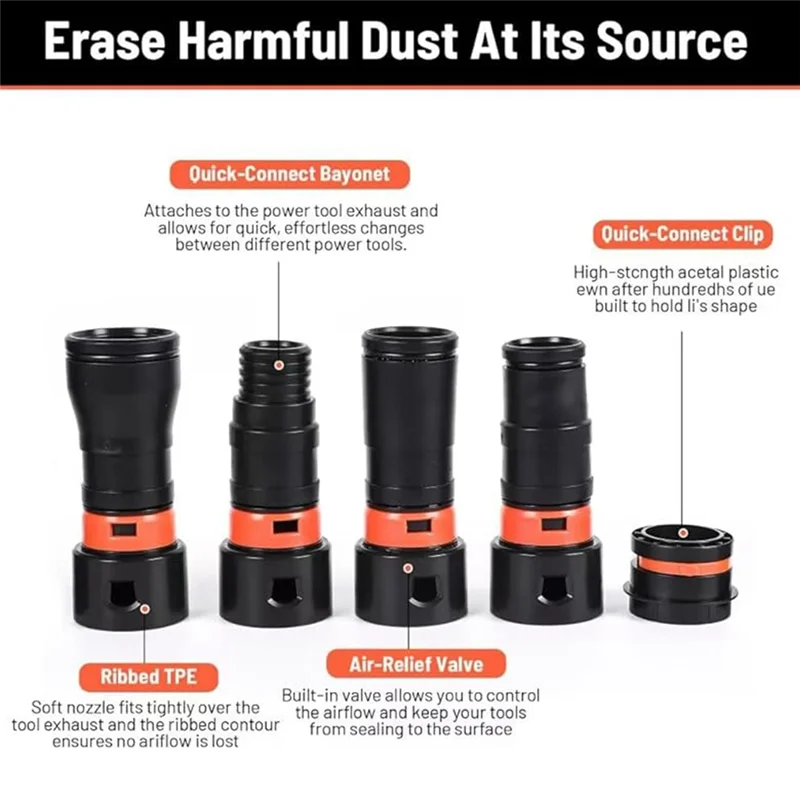 ABVI-Dust Collection Hose Adapters Kit Power Tool Adapter For Dust Collection For Most Woodworking Power Tools,Sanders