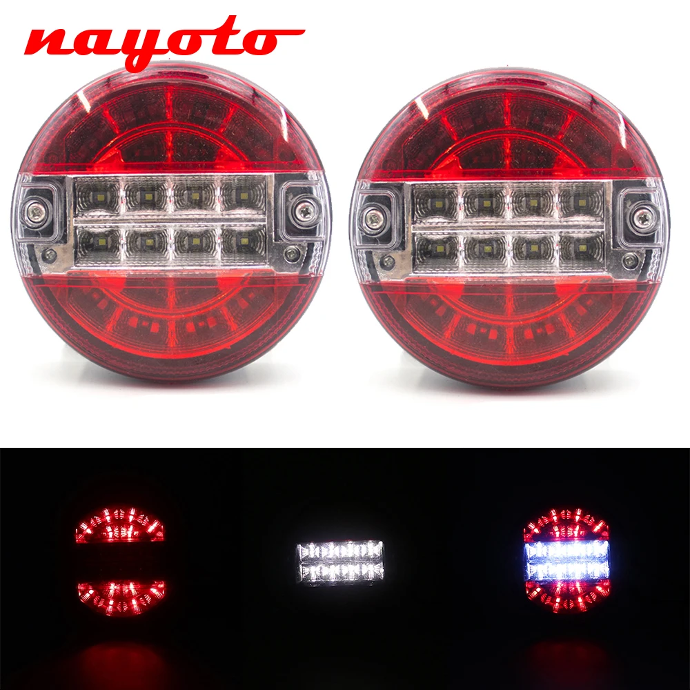 

2PCS 20 LED 12V 24V Round Car Tail Light Rear Stop Indicator Brake Signal Hamburger Light For Trailer Truck Van Lorry