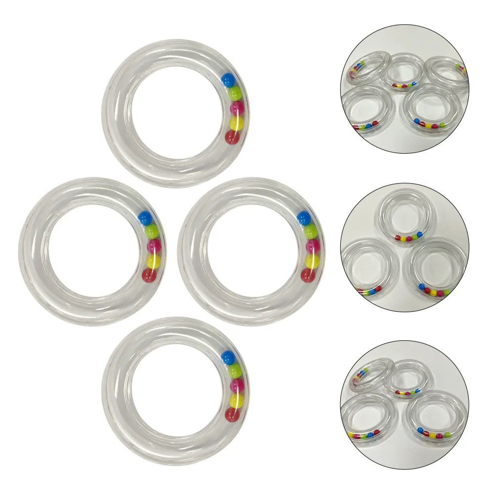 Hochet circulaire transparent pour le développement du cerveau, jouets pour nouveau-nés, puzzle pour bébé, cloche pour tout-petits, 0 à 3 mois, 4 pièces