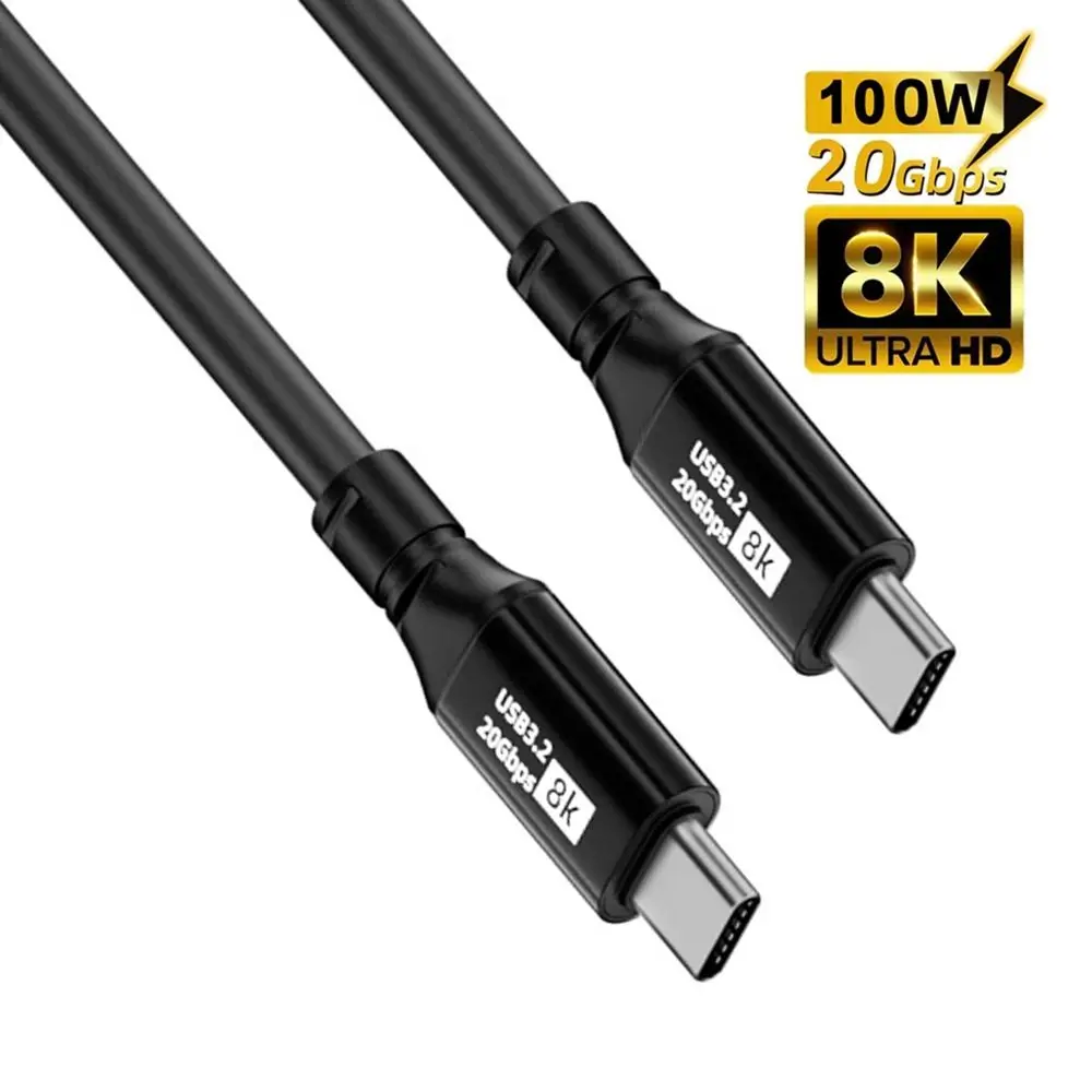 PD 100W USB 3.2 Type-C to Type-C Cable 20Gbps 8K@60Hz Data Cord UHD 0.5-3m Video Wire for Mobile Phone 15 Pro Max Laptop