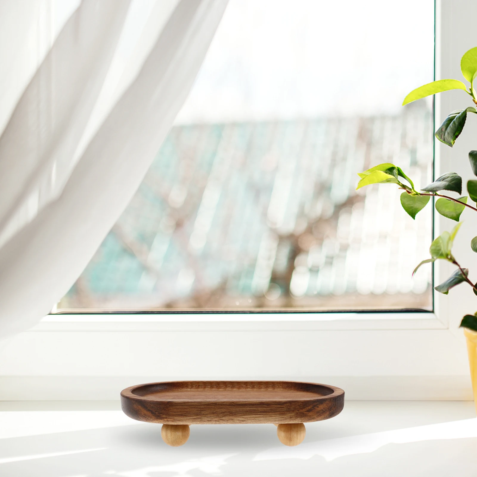 

Creative Oval Wooden Tray For Perfume Essential Oils Rustic Wood Riser Aromatherapy Multifunctional Decorative Storage Tray