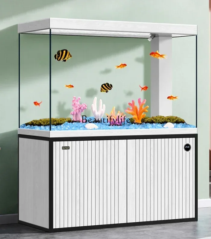

LD33Living Room Large Glass Aquarium Household Intelligent Floor Bottom Filter Hallway Ecological Fish Tank