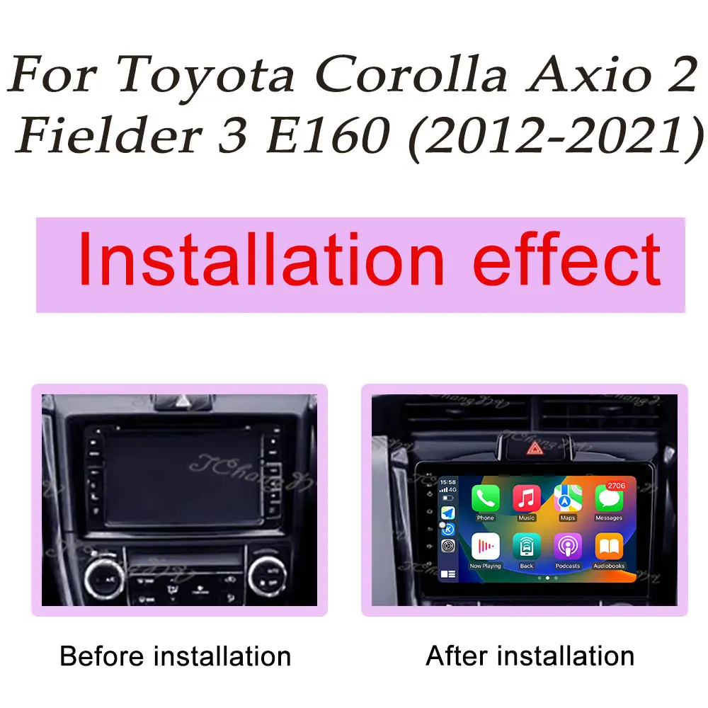 CarPlay Car Radio Video Multimedia Player for Toyota Corolla Axio 2 Fielder 3 E160 2012 - 2021 DSP Stereo GPS Navi QLED Screen