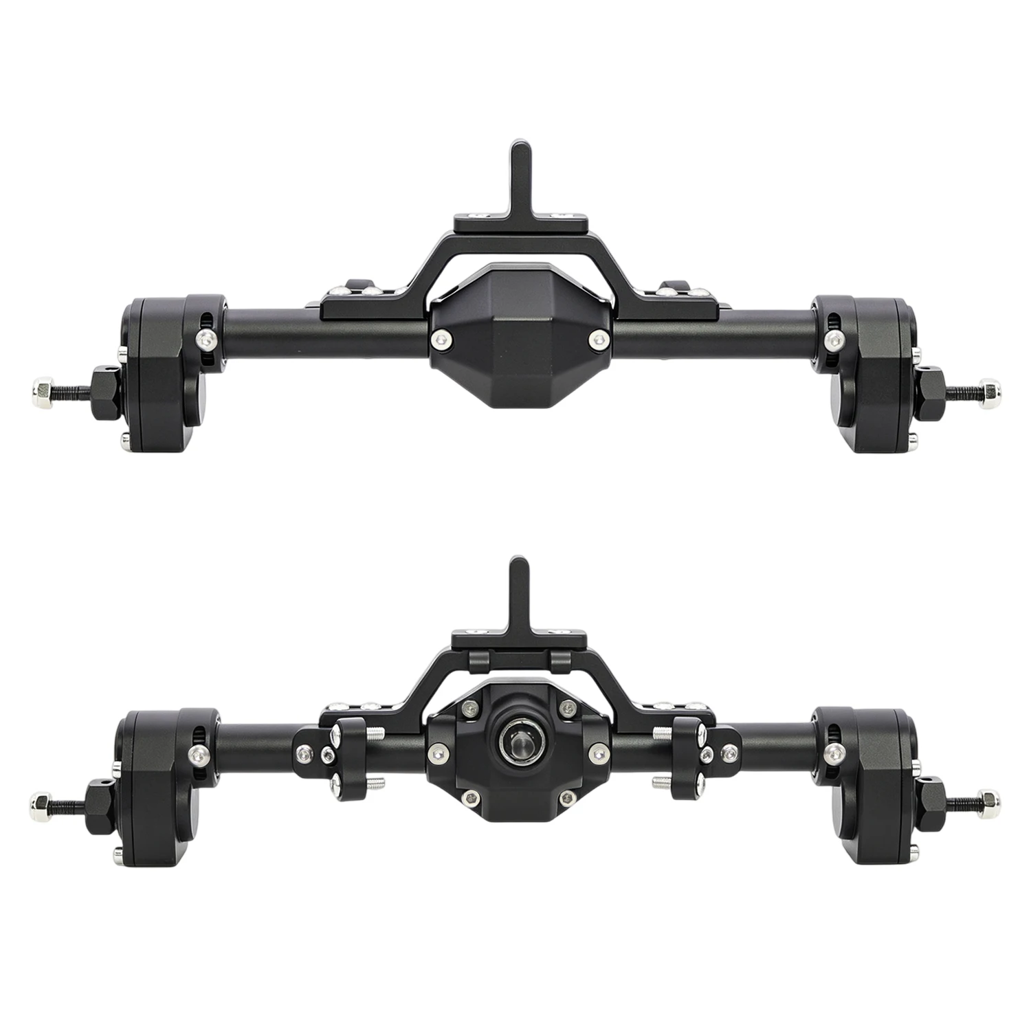 LCG Schwerlast-Aluminium Vorder- und Hinterportalachsen-Set + Messinggelenke 50 ° 4WS für 1/10 RC Crawler Axial Capra 1.9 Chassis – Detail 16