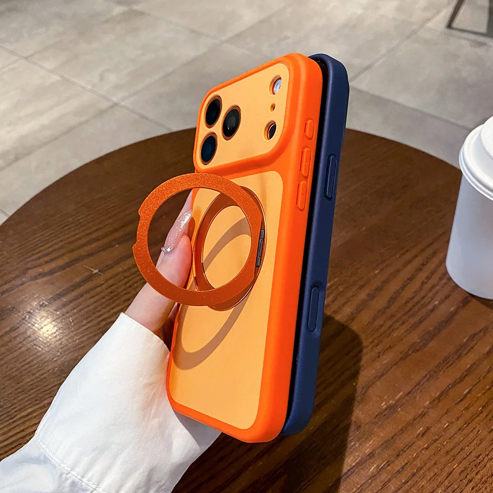Funda magnética para teléfono Apple iPhone 18 17 16 15 14 Pro Max Plus 360 ° Soporte de anillo con imán oculto y anillos giratorios