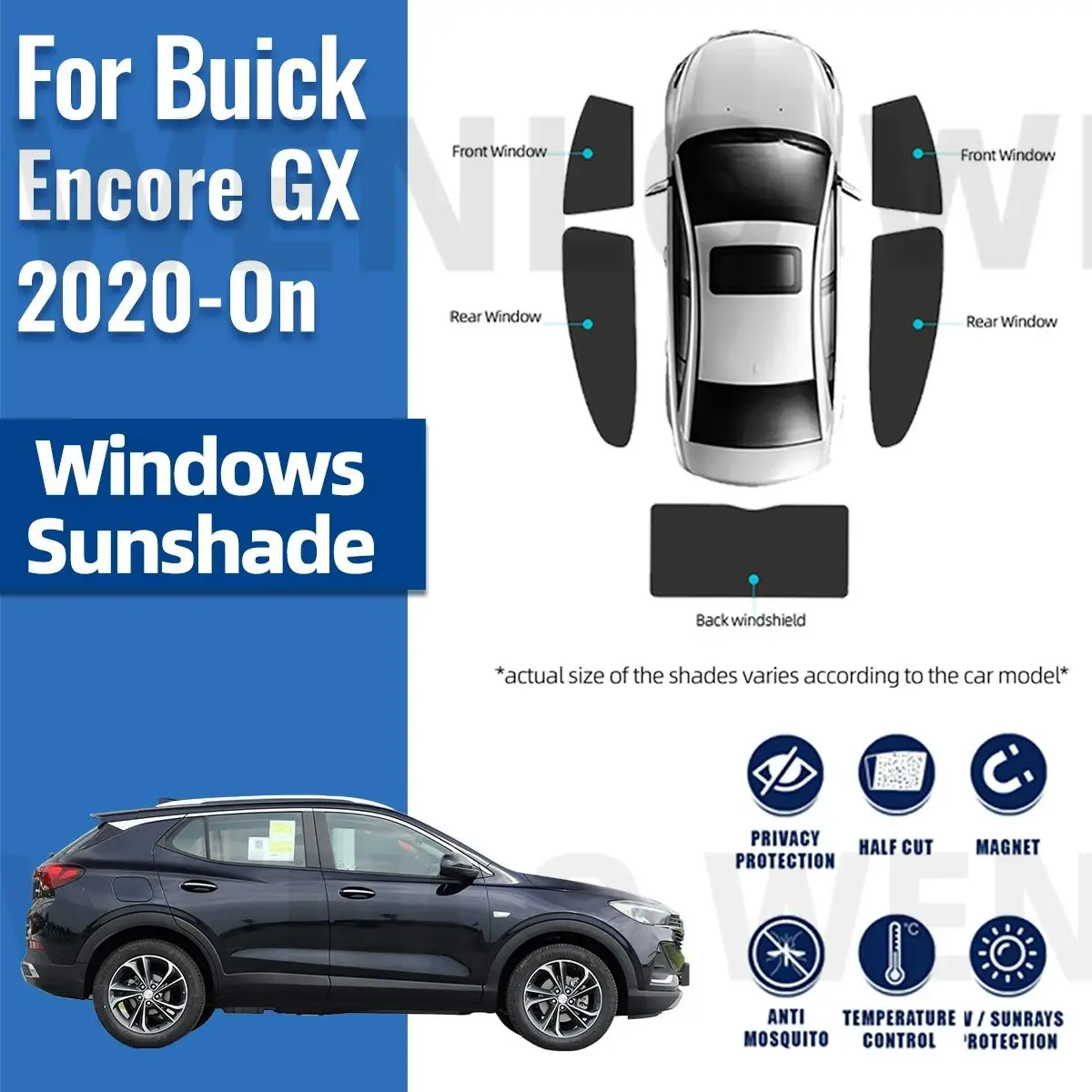 

For Buick Encore GX 2020 2021 2022 2023 2024 Magnetic Car Sunshade Visor Front Rear Windshield Curtain Side Window Sun Shade