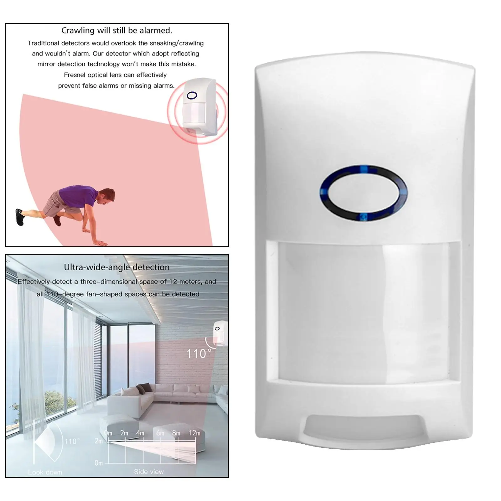 เซ็นเซอร์ตรวจจับการเคลื่อนไหว PIR ไร้สายความปลอดภัยในบ้านเครื่องตรวจจับอินฟราเรดกลางแจ้ง