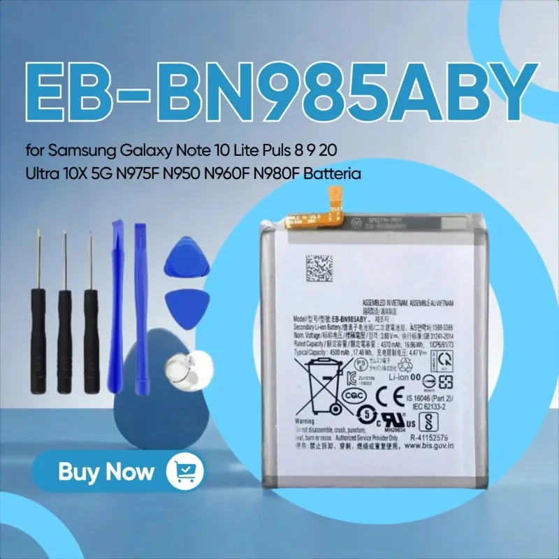 

New Battery 4500mAh EB-BN985ABY for Samsung Galaxy Note 10 Lite Puls 8 9 20 Ultra 10X 5G N975F N950 N960F N980F Batteria