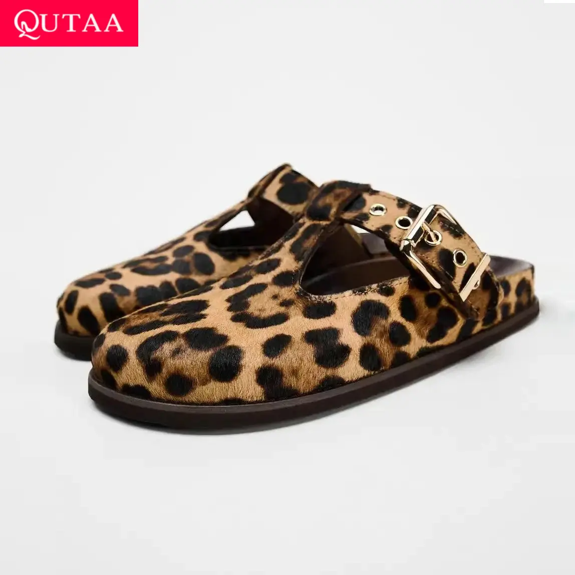 נעלי אופנה לנשים QUTAA 2025, סנדלי פלטפורמה עם שיער סוס, סוודה פרה לקיץ, סגירת מרי ג'יין, קדמה עגולה, סנדלים קז'ואליים במידות 34-42
