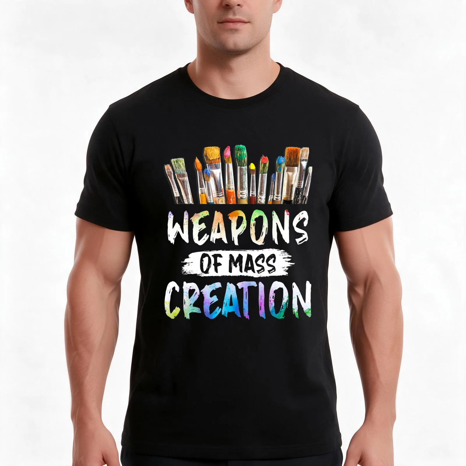 Weapons Of Mass Creation T-Shirt, Summer Casual Cotton Tee, Oversized Streetwear Tops, Vintage Graphic Print, Unisex Men Women