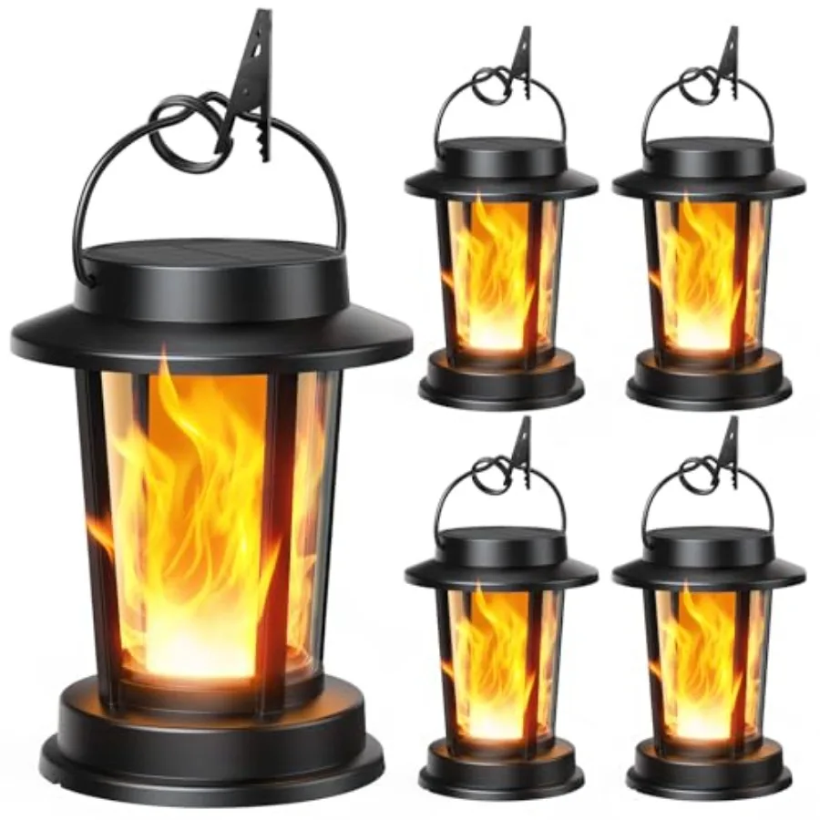 

Solar Lanterns Outdoor Waterproof, Upgraded Flickering Flame Solar Lights Outdoor, Solar Powered Lanterns Decorative, Hanging S
