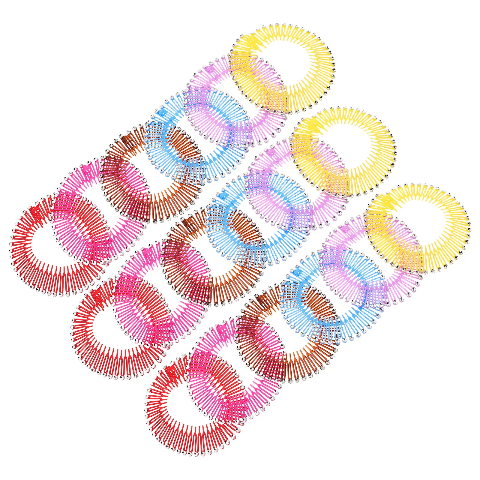 

18pcs Elastic Comb Flexible Plastic Plastic Circular Stretch Comb Headband Circular Stretch Clip Bun Combs Styling Spring
