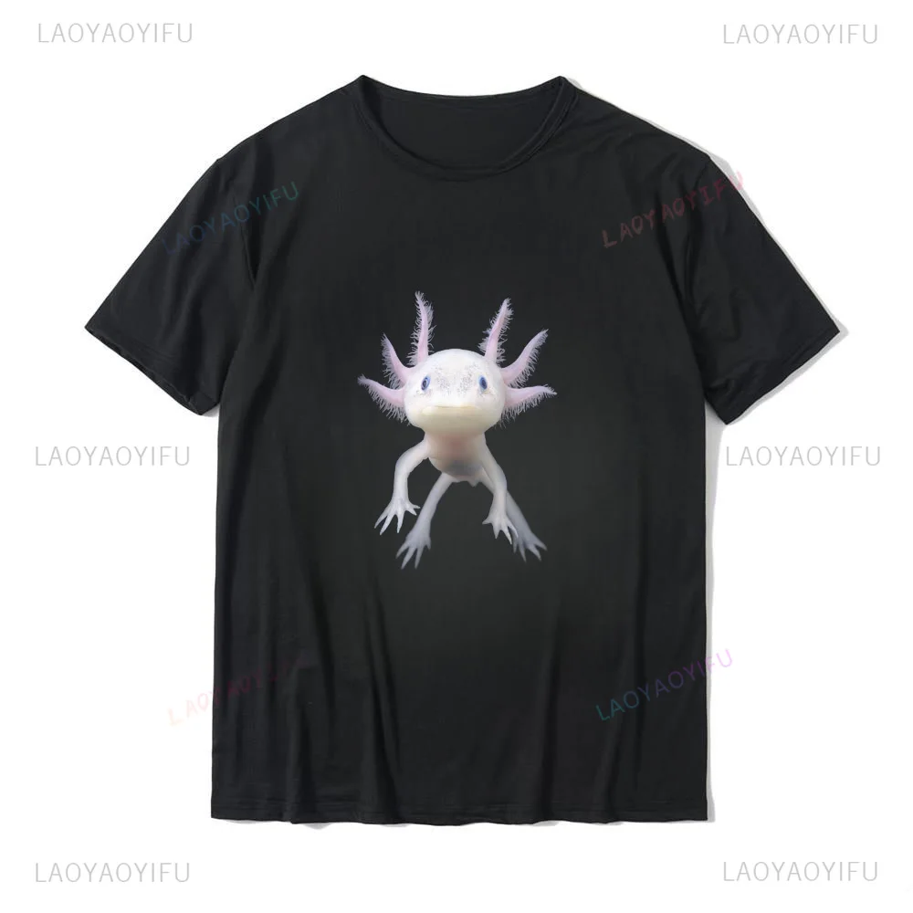 Camiseta de manga curta masculina e feminina com estampa Axolotl, roupa de rua, Harajuku, casual, verão, polivalente, fofo