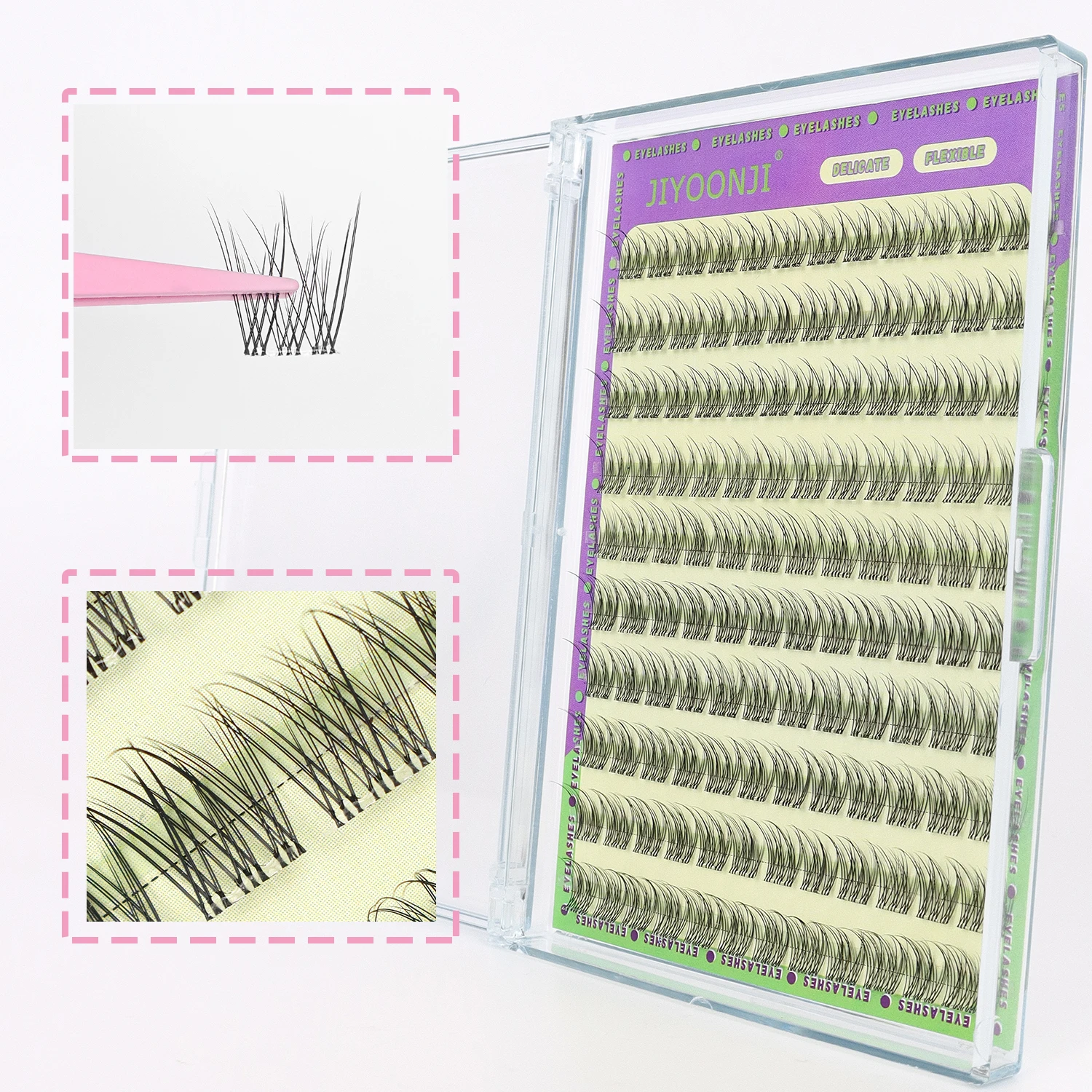 120 Uds. Racimos de pestañas autoadhesivos naturales extensión de pestañas de racimo finos reutilizables No necesita pegamento con pinzas 11/12MM