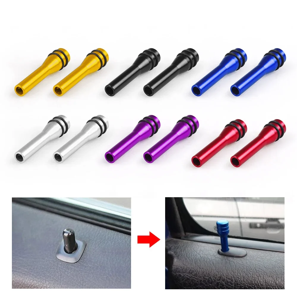 Pinos de Travamento de Porta de Carro em Liga Metálica, Botão de Elevação de Porta, Pinos de Travamento com Parafuso Metálico, Ferramentas de Decoração Interna Automotiva, Acessórios Automotivos