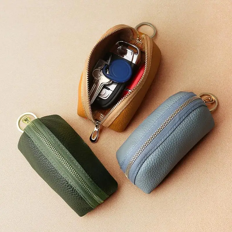 PU Leather Car Key Case Men Women Wallets Housekeeping Keys Covers Zipper Storage Pouch Card Bags