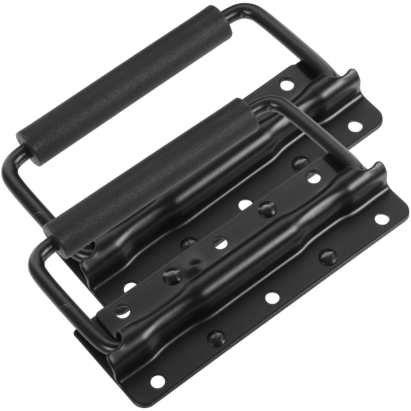 

2 Pcs Toolbox Handle Spring Loaded Iron Material Heavy Duty Black 125mm Carry Pull Luggage Metal Chest Wooden Case Cabinet Door