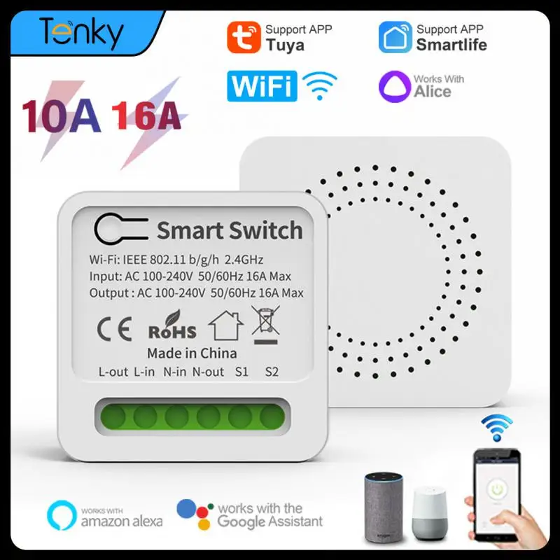 Tuya WiFi MINI Smart Switch Support 2-way Control Timer Switches Smart Home Automation Works With Alexa Google Home Yandex Alice