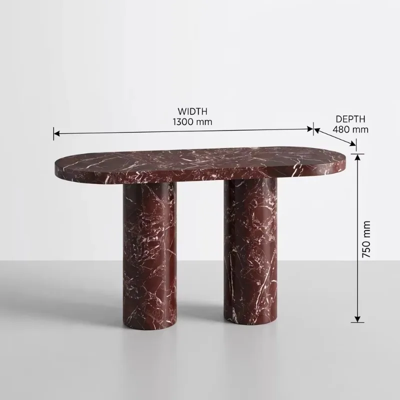 Modern Luxury Nordic Entrance ELevanto Red  Marble Table Living Room Furniture Hallway Entry Stone Rectangle Console Table Set