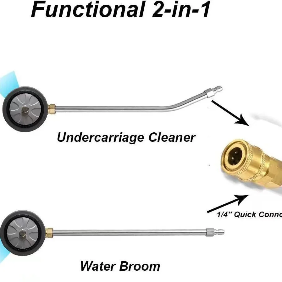 Lave-auto haute pression pour châssis de voiture, lavage de voiture électrique, balai à eau astronomique avec 2 tiges d'extension, route propre, jardin, 1/4