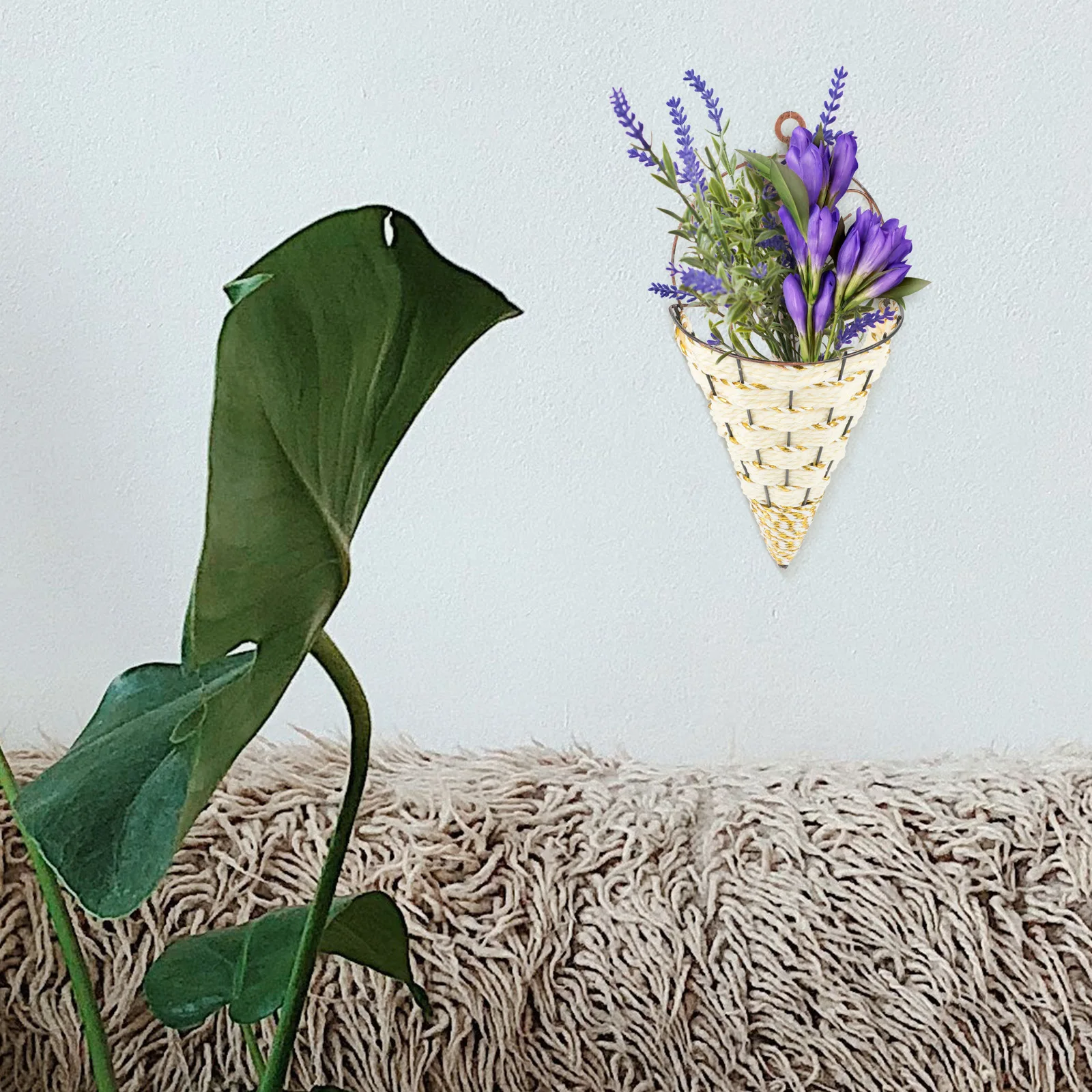 

Stackable Wall Planter Box with Imitation Porcelain Finish for Dried Silk Flowers Small Potted Plants Balcony Window Railing