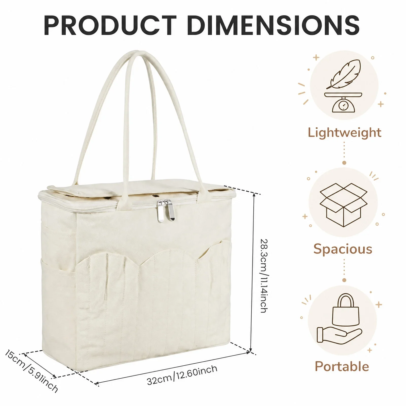 Crochet Yarn Storage Bag with Multiple Pocket Multifunctional Knitting Tote Bags Large Capacity DIY Needle Arts Craft Yarn Bag