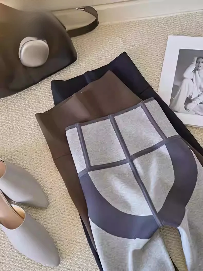 

Women's High-Waist Fce arkskin Yoga Pants Thiened Thin Velvet Tummy Control Butt Lifting Tight Fit Base Layer Pants