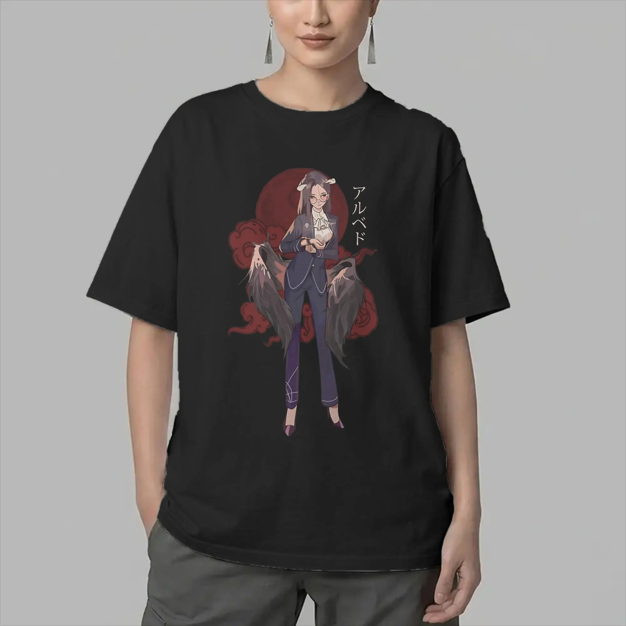 Men's T-Shirt Albedo Overlords Anime Fashion 100% Cotton Tee Shirt Short Sleeve  T Shirts O Neck Clothes Printing
