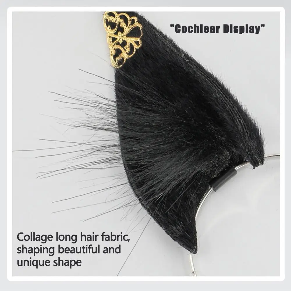 Kawaii Simulated Animal Ear Hair Hoop Hairband Black White 1/4 Headwear Cat Ear Tails Cat Wolf Ears Cute Headwear for Cotton