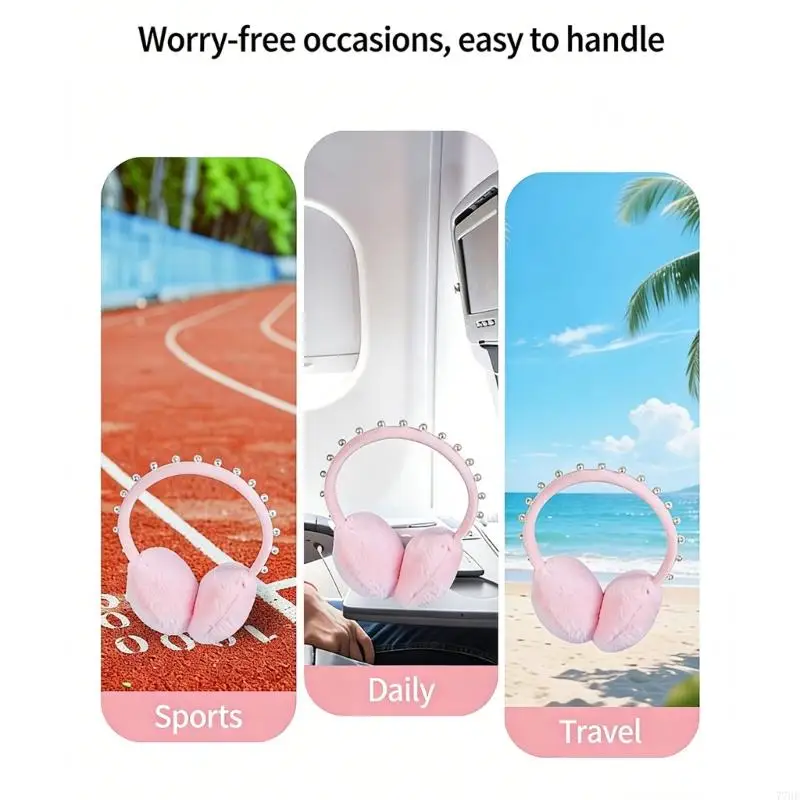 77HE Fashion Plush Earmuffs Artificial Pearls Winter Warm Ear Warmer for Women Girl