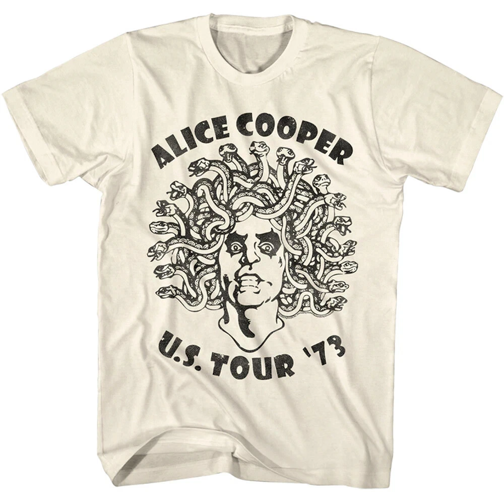 Alice Cooper Medusa EUA Tour 1973 Camiseta masculina Rock Legend Concert Tour Merch Camisetas gráficas Roupas masculinas Harajuku