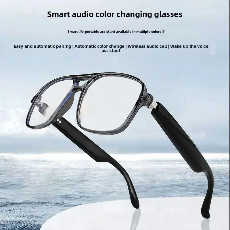 AI smart glasses with light-sensitive color-changing, Bluetooth call and music playing functions, sunglasses for outdoor cycling
