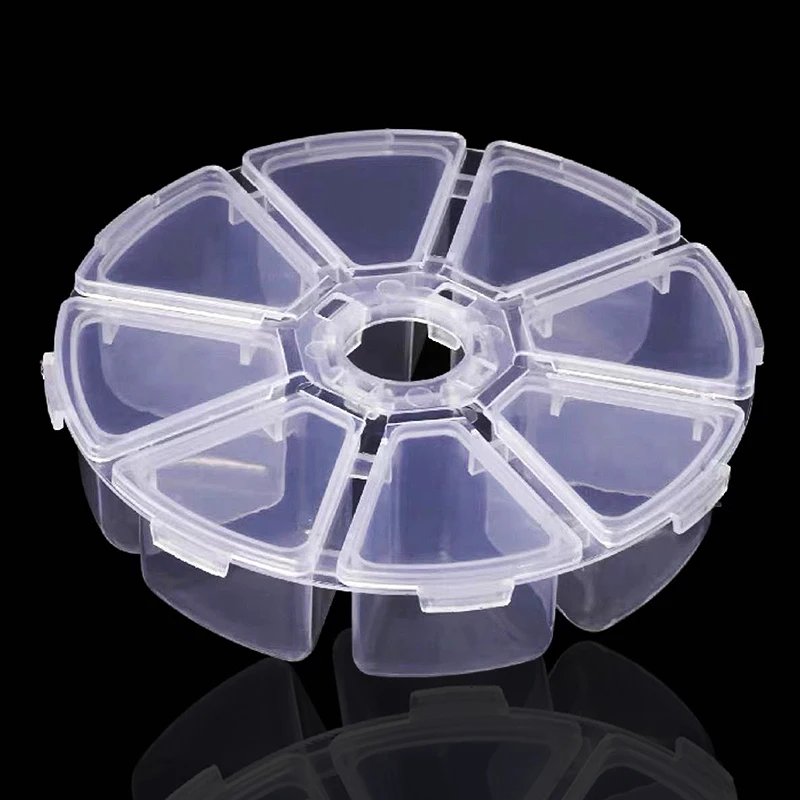 2PCS 6/8Grids Round Plastic Storage Box Beads Earrings Jewelry Container Clear Transparent Box Case Small Size DIY Jewellery Box