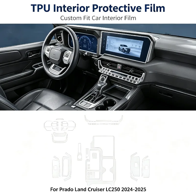 For Toyota Land Cruiser LC250  Clear Protection Anti-scratch Dedicated Sticker Center Console Navigation Car Interior Film TPU