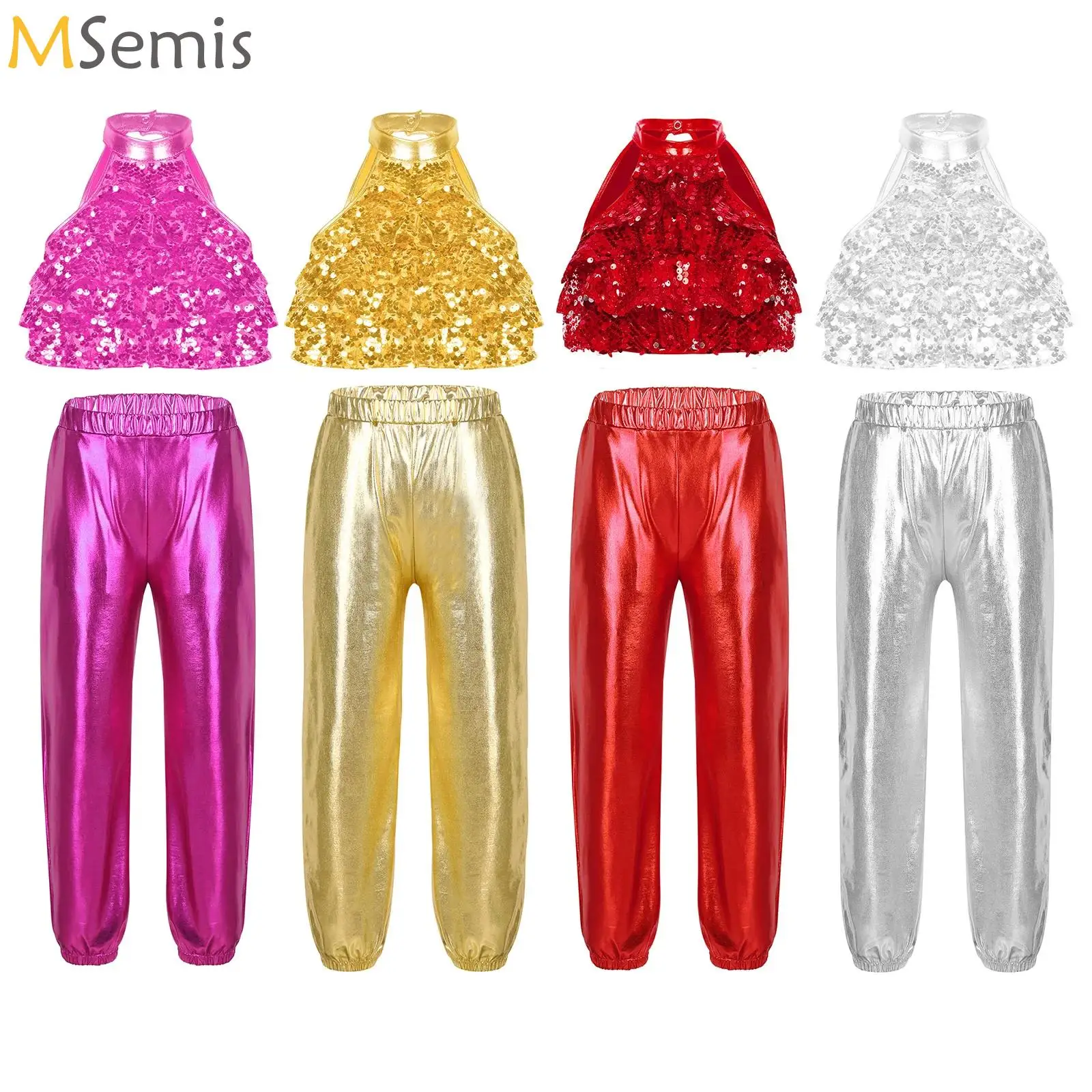 

Hip-hop Jazz Dance Wear Kids Show Pant Suit Stage Performance Outfits Urban Dance Girl Clothes 2 Pcs Sets Competition Costumes