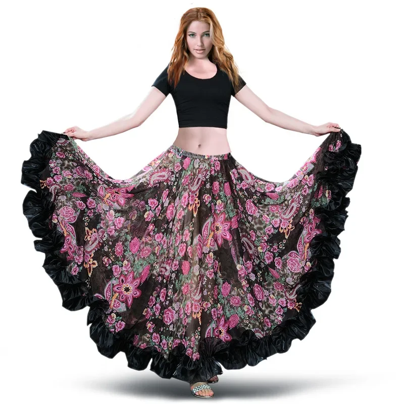 Belly Dance Chiffon Tribal Bohemia Gypsy 25 Yard 720 Long Skirt Flamenco Skirt Belly Dance Gypsy Tribal ATS Skirt