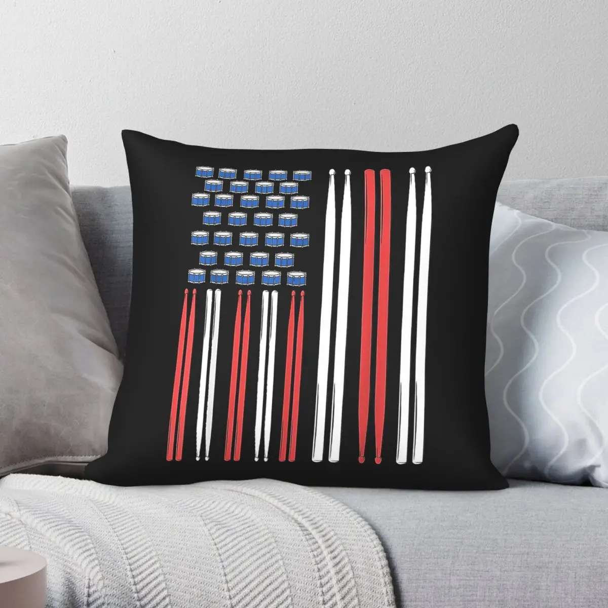 Drum Drummer Men Percussion Square Pillowcase Polyester Linen Velvet Pattern Decorative Throw Pillow Case Sofa Seater Cover 18
