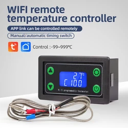 Tuya-ZFX-WT01 Controlador de Temperatura Digital Inteligente com Display LED, Termostato com Controle de Calor e Resfriamento, Instrumento com Sonda, WiFi