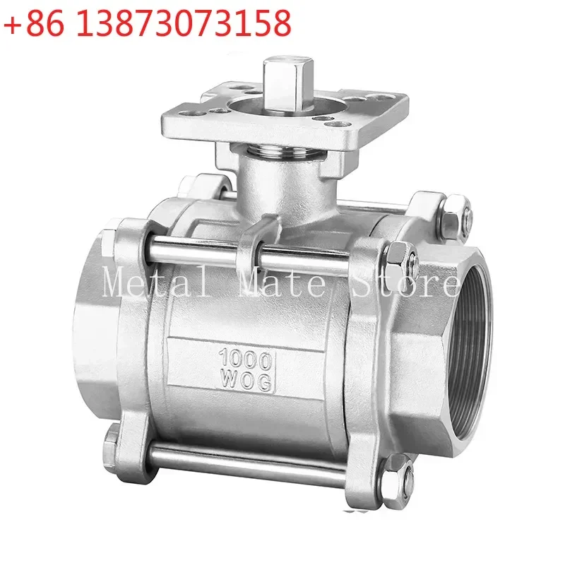 High Platform Three Piece Ball Valve SS304 Stainless Steel Female Thread DN8/DN10/DN15/DN20/DN25 - Sizes 1/4