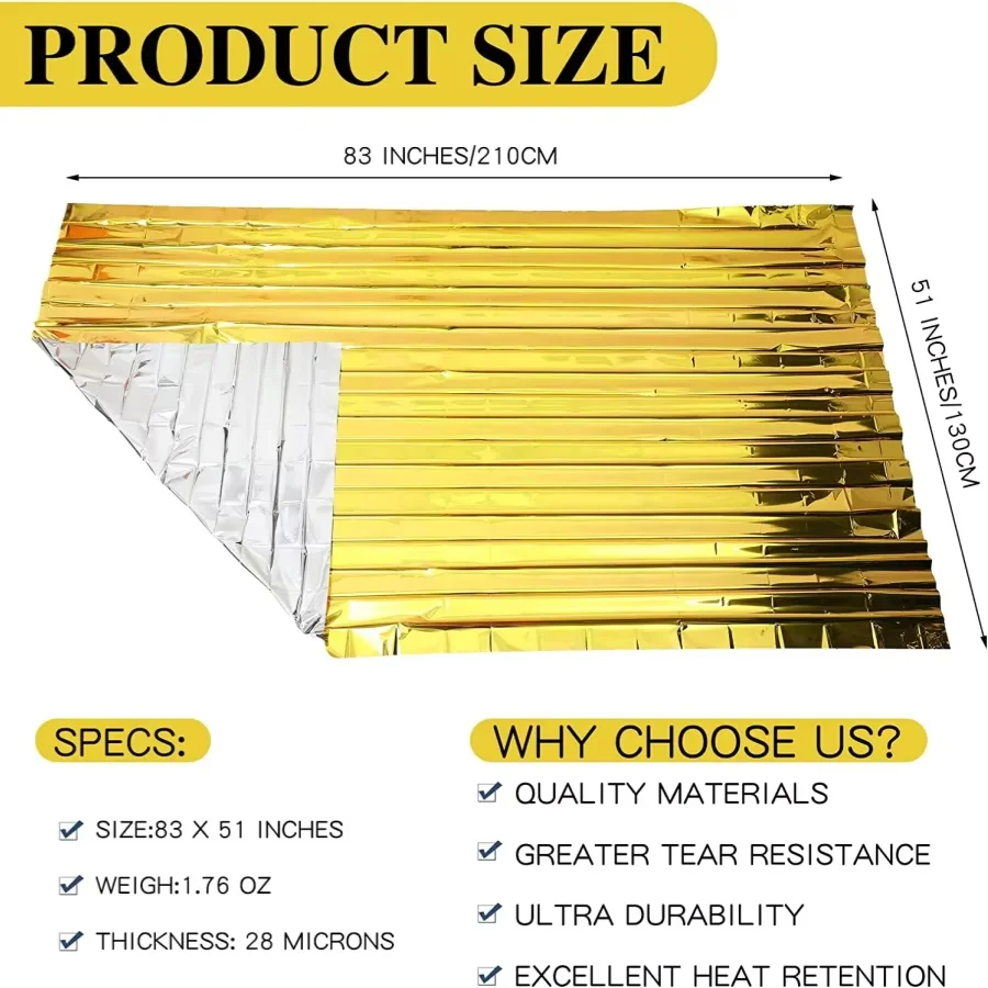 4 قطعة الطوارئ مايلر بطانية حرارية احباط بطانية الفضاء الجسم دفئا في الهواء الطلق الإسعافات الأولية التخييم التنزه السفر #2