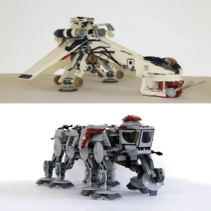 Hot Toys 05053 Star Republic Dropship With AT-OT Walker Set 1808 PCS Building Blocks Bricks Toy For  Birthday Gifts 10195