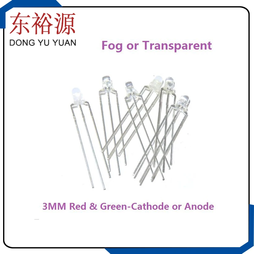20PCS Common Anode Red & Green F5 3Pin 4Pin Transparent/Fog Positive Negative 5MM LED Common Cathode RGB Light Emitting Diode
