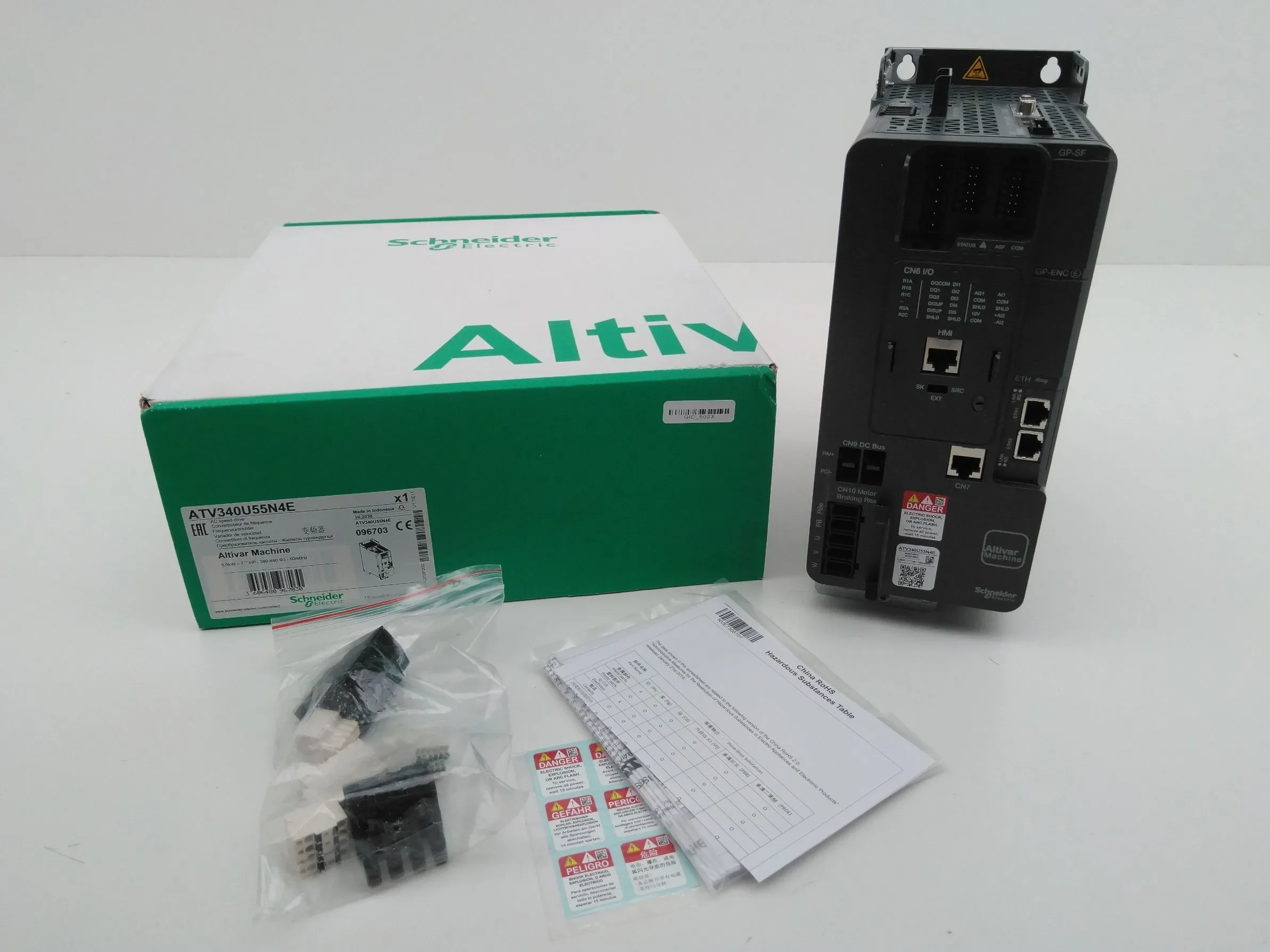 ATV340U55N4E Variable speed drive, Altivar Machine ATV340, 5.5 kW Heavy Duty, 400 V, 3 phases, Ethernet