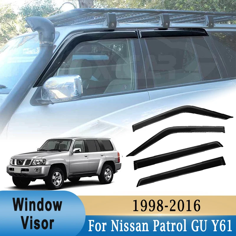 

Боковые окна, навесы от дождя, дефлектор для Nissan Patrol GU Y61 1998-2016, Windowsheild, ветрозащитный козырек, вентиляционная защита