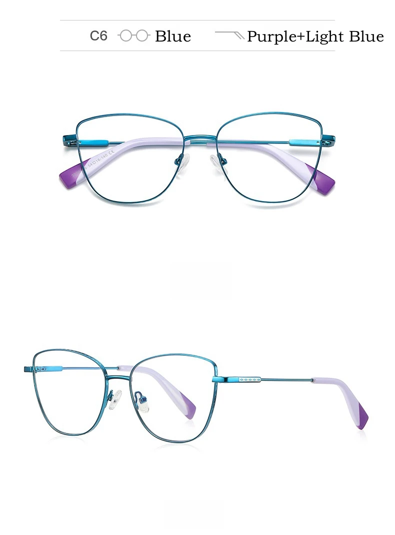 Yimaruili ultraleichte Mode Legierung Blaulicht blockierende Brille Retro Cat Eye optische Rezept Frauen Brillen fassungen – Detail 14