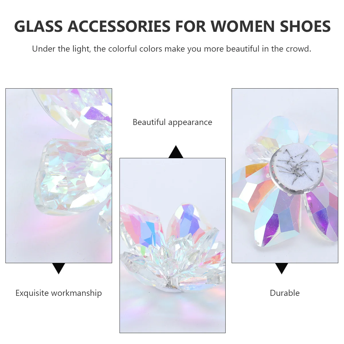 1Pcs Crystal Glass Flower Shoe Decorations DIY Accessories for Women Sandals Boots Flats High Heels Clothing Accessories