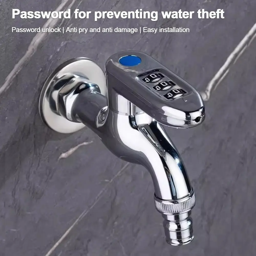 Security Faucet with 3 Digital Code Durable Anti-Theft Sink Faucet Garden Combination Lock Faucet Outside Washbasin Water Tap