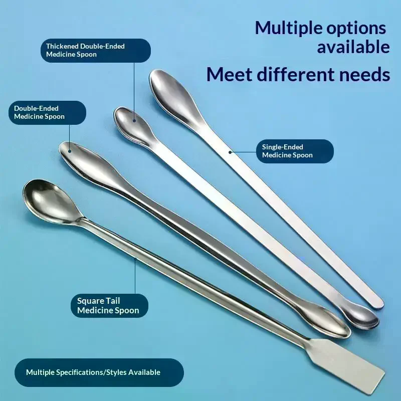 Stainless Steel Medicinal Spoon Ladle Double-ended Experiment Pharmacy Lab Reagents Sample Spatula Weighing Spoon
